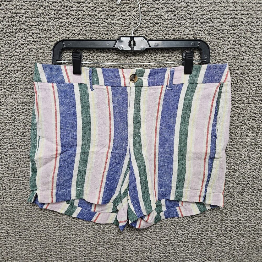 OLD NAVY Women’s Multicolor Striped Linen Blend Everyday Shorts Size 10
